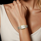 Cheetah Women'S Gold-Tone Dainty Watch, Retro Style Rectangular Case And Stainless Steel Band, Gift For Her