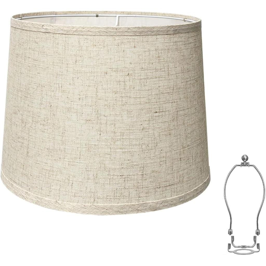 Lamp Shade, Beige Drum Lampshades For Table & Floor Lamps, Natural Linen Hand Crafted Replacement Lamp Shades With Harp Holders, 13" Top X 13" Bottom X 10" High (Beige-1Pack)