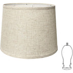 Lamp Shade, Beige Drum Lampshades For Table & Floor Lamps, Natural Linen Hand Crafted Replacement Lamp Shades With Harp Holders, 13" Top X 13" Bottom X 10" High (Beige-1Pack)