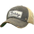 Funny Hats for Women and Girls, Distressed Trucker Baseball Cap with Sayings Classy Cuss a Little (Black)