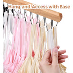 Necamocu 2 Pack Bra Hanger For Closet Organizer, Premium Tank Top Hangers | Wooden Bra Holder With 36 Foldable Hooks, 360° Rotating Design, Space Saving Storage For Tank Tops, Bras, Belts, And More