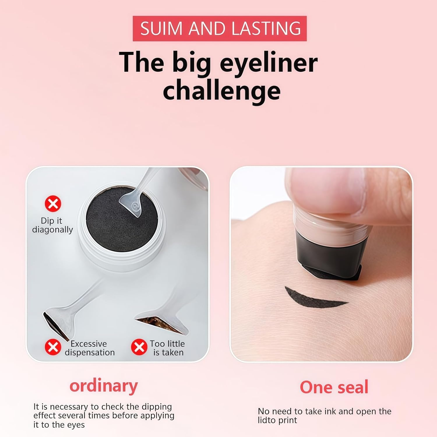 SAUBZEAN Winged Eyeliner Stamp, 90° Folding Liquid Cat Eye Stamp Liner for Beginners, Waterproof & Smudge Proof & Long Lasting 2-in-1 Makeup for Gym, Travel, Gift, Black