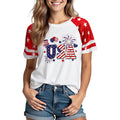 XLIEVO 4th of July Shirts Women:USA Color-Blocking Short-Sleeve American Flag Crew Neck Graphic Tee Patriotism T-Shirt