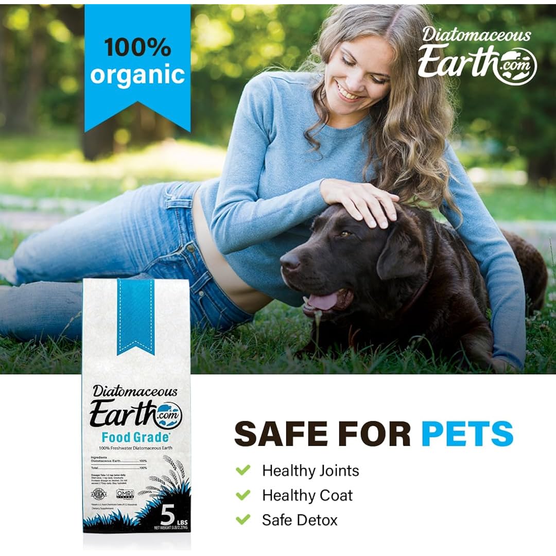 Diatomaceousearth Food Grade Diatomaceous Earth – 5Lb | 100% Organic, All-Natural Powder | Safe For Humans & Pets | Omri Listed For Organic Use