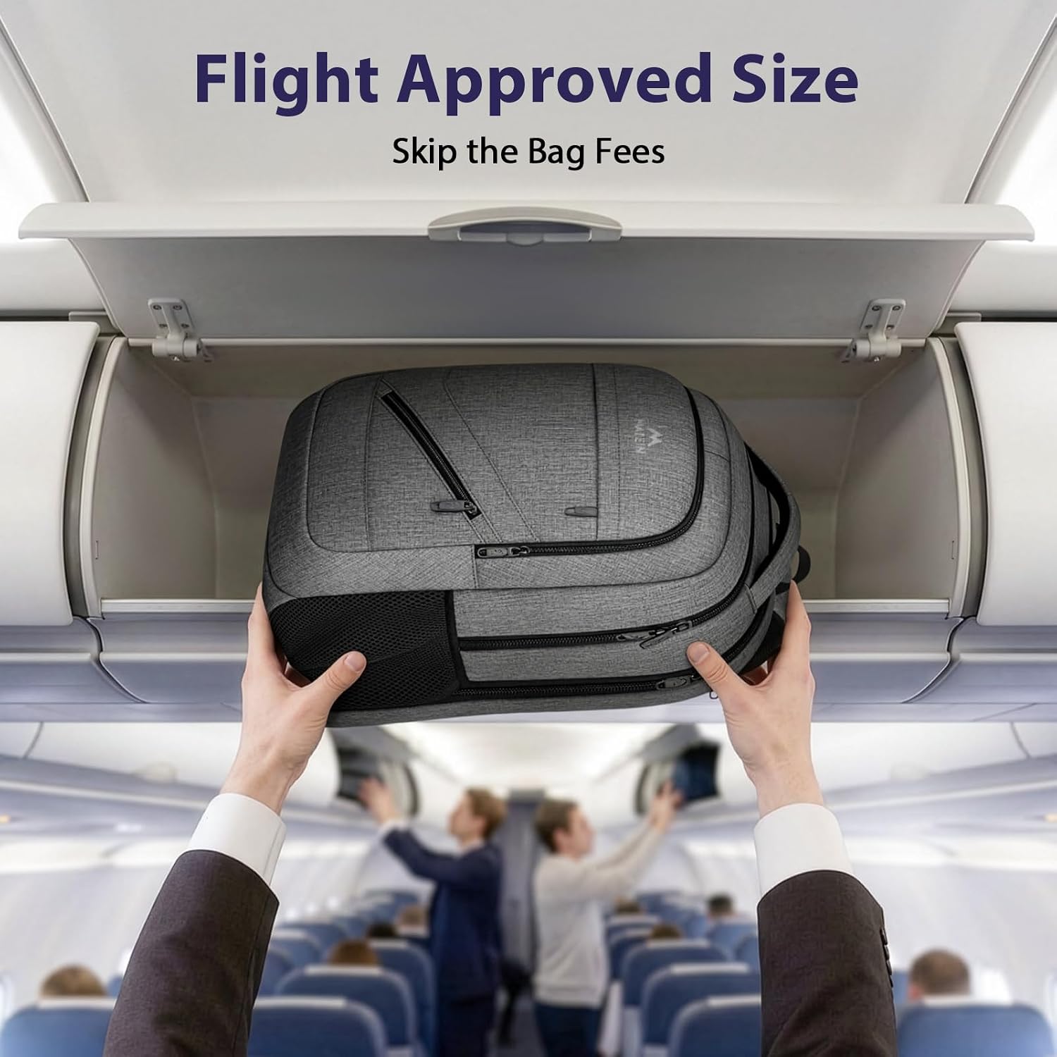 Matein Travel Laptop Backpack, 17 Inch Tsa Approved Carry On Work Bag | College School Bookbag With Trolley Sleeve, Large Business Computer Bag With Anti Theft Pocket, Grey Rucksack For Men Women