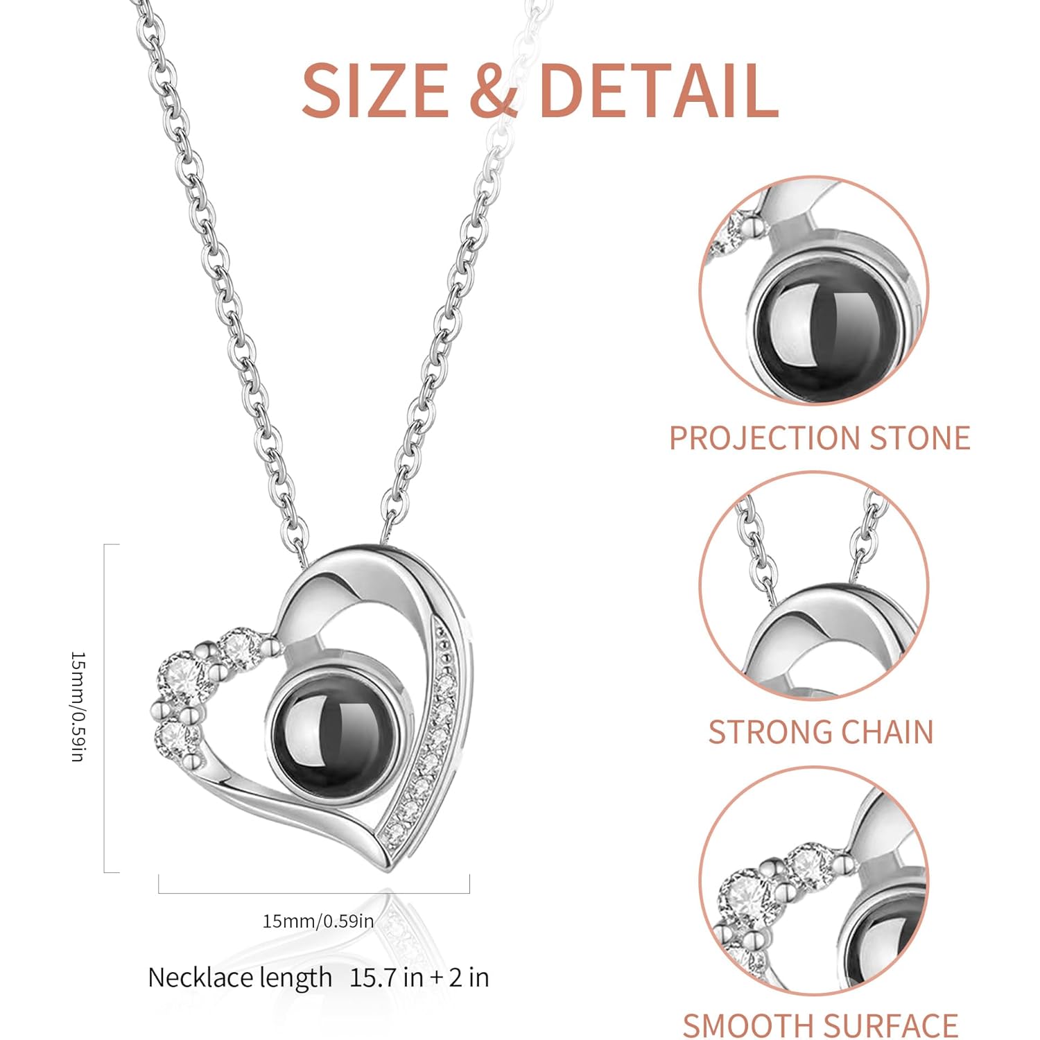 Easycosy Personalized Picture Necklace, Mothers Day Gifts for Mom Wife, Projection Necklace with Photo Inside - Custom Heart Pendant Necklace - Love Memorial Jewelry Gifts for Girlfriend Her Birthday Anniversary