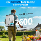 Battery Powered Backpack Sprayer 4 Gallon, 21V 2.6Ah Electric Weed Pump Sprayer With 6 Nozzles, Telescopic Wand (Stainless Steel + Plastic) For Garden Weed Lawn Yard Clean, Charger Included