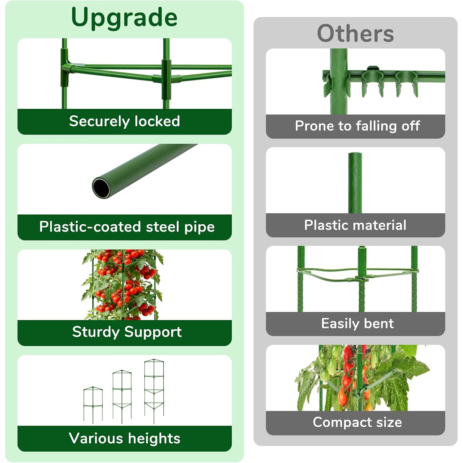 65 Inch 4 Pack Heavy Duty Tall Tomato Cages For Garden | Large Plant Support Stakes For Climbing Plants Heavy Vegetables, Adjustable Tomato Trellis For Outdoor Raised Garden Beds