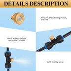 Hotop 20 Pieces Brass Misting Nozzles 1/4 Inch, Mister Replacement Nozzles Tees With Plugs For Outdoor Cooling System, Misting System Accessories For Patio, Greenhouse, Garden