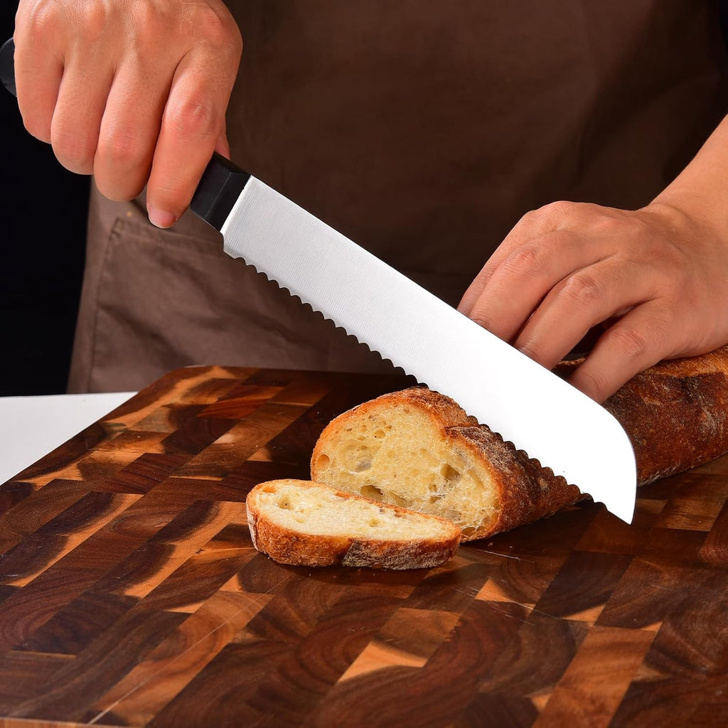 Omesata Bread Knife, Serrated 8 Inch Bread Knifes For Homemade Bread Sourdough, Blade Razor Sharp And Wavy Edge From Professional Stainless Steel
