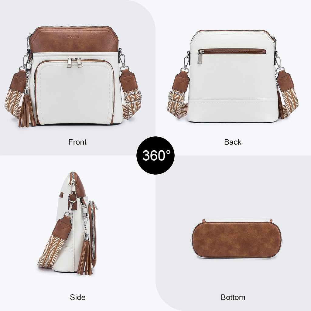 Roulens Crossbody Purse For Women Vegan Leather Medium Crossbody Wallet Bag For Travel Women Shoulder Handbags With Tassel