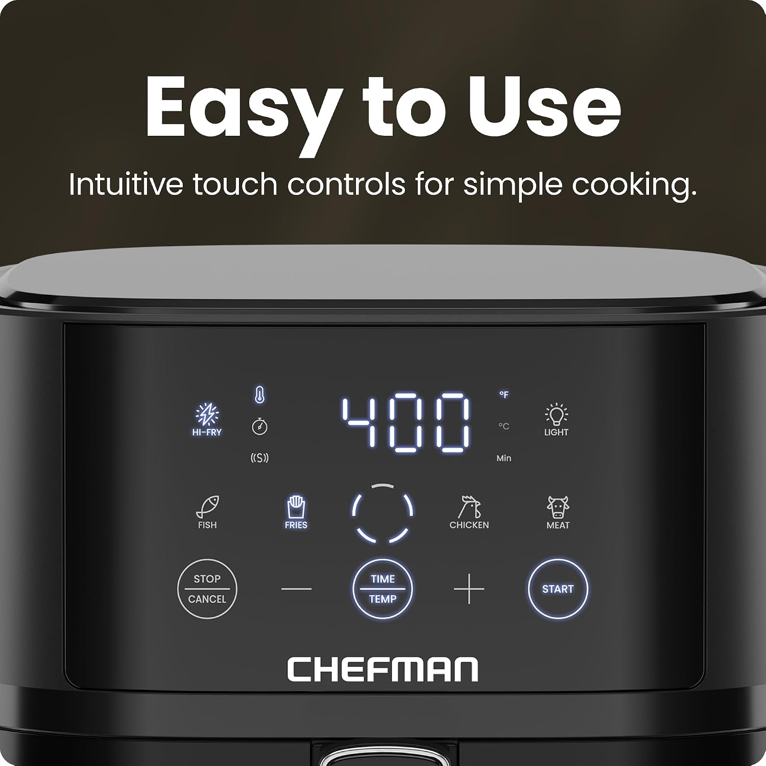 Chefman Air Fryer – 4 Qt Compact Airfryer For Quick & Easy Meals, Features Hi-Fry Technology For Extra Crisp, Easy-View Window, Touch Controls With 4 Presets, Nonstick & Dishwasher Safe Basket - Black