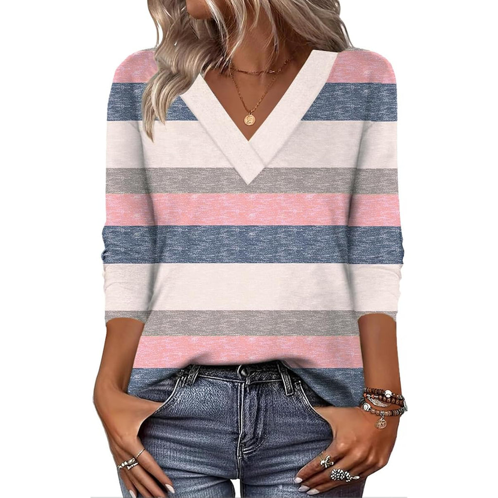Zeagoo Women Long Sleeve Tops Dressy Casual V Neck Tshirts Basics Tee Spring Summer Trendy Clothes S-2Xl