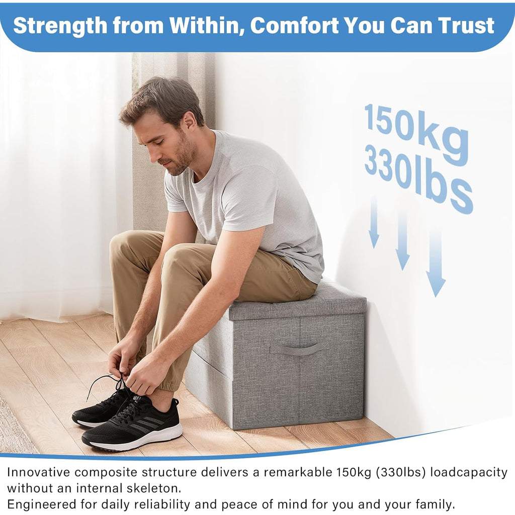 Dayacoco Storage Ottoman Foot Rest Stool, Holds Up To 350Lbs, 43L, Foldable | Small Ottoman With Storage, Foot Rest Stool With Thicker Foam Padded Seat, 17X13X13In, Drak Gray