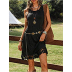 Verdusa Women'S Western Fringe Tank Dresses Cowgirl Sleeveless Short Summer Dress