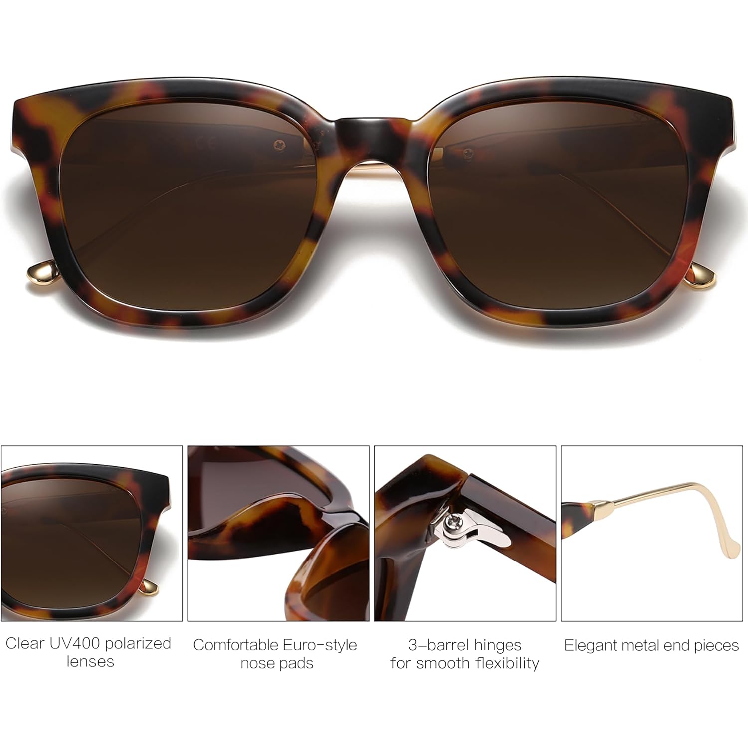 SOJOS Classic Square Polarized Sunglasses Womens Mens Retro Trendy UV400 Sunnies SJ2050