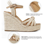 Mikarka Sandals For Women 2026: Comfortable Wedge Platform Sandals Women - Braided Espadrilles For Women Ankle Strap Open Toe Wedges Heels Beach Sandals Summer Shoes