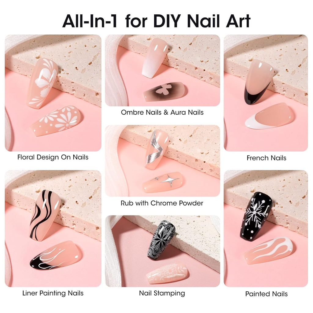 GELLEN White Pat Painting Gel, Gel Paint for Nails, French Nail Art, No Wipe Drawing Striping Liner Painted Aura Ombres Gradient Nails, Soak Off Nail Art with Dotting Pen for DIY Salon Manicure