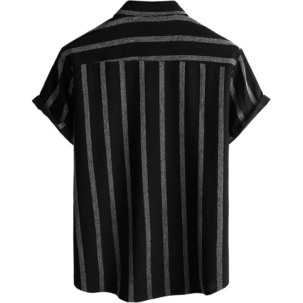 Vatpave Mens Summer Striped Shirts Button Down Short Sleeve Vintage Beach Hawaiian Shirts With Pocket