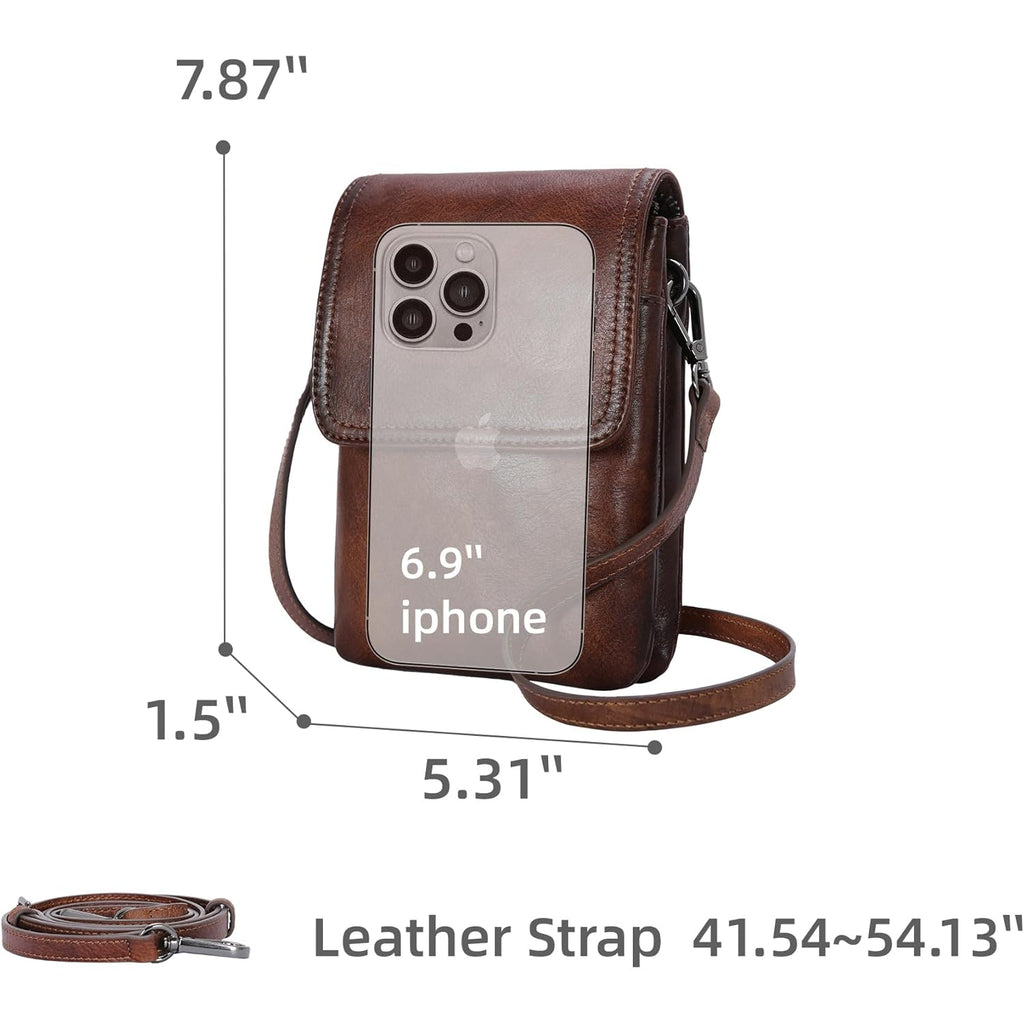 Iswee Leather Crossbody Bags for Women RFID Blocking Cell Phone Purse Small Anti-Theft Zippered with Card slots