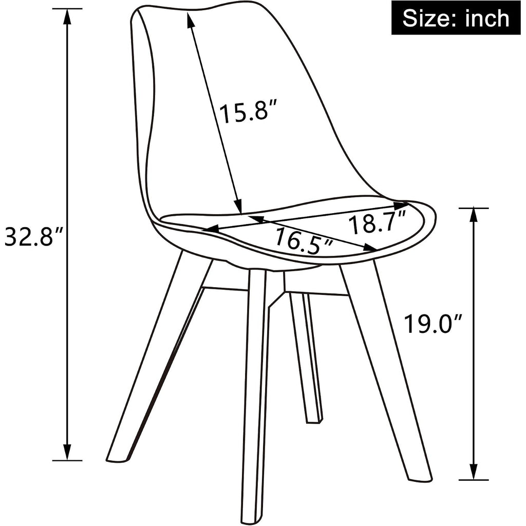 Lssbought Mid Century Modern Dining Chairs,Shell Lounge Plastic Side Chair With Soft Padded And Wooden Legs For Dining Room Living Room Bedroom Kitchen Set Of 2 (White)