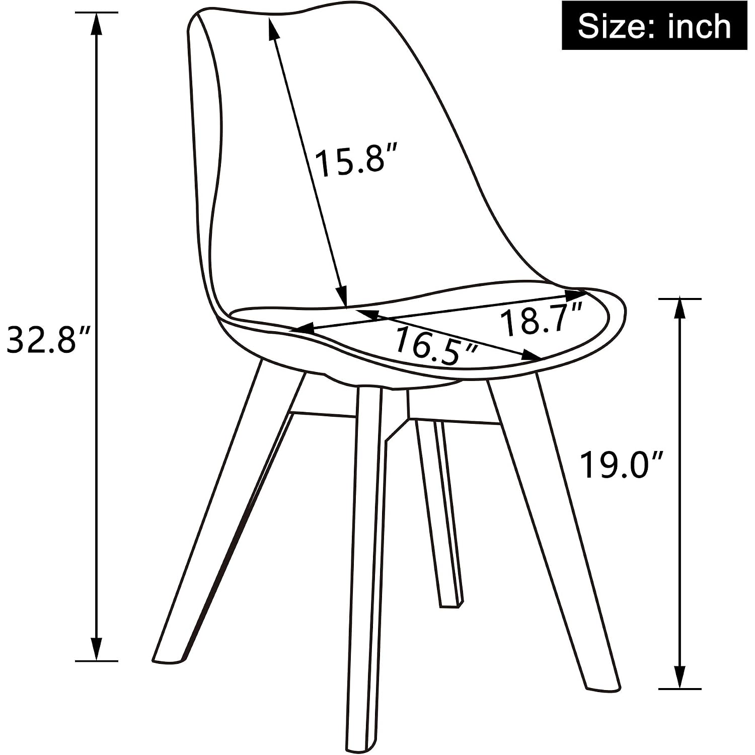 Lssbought Mid Century Modern Dining Chairs,Shell Lounge Plastic Side Chair With Soft Padded And Wooden Legs For Dining Room Living Room Bedroom Kitchen Set Of 2 (White)