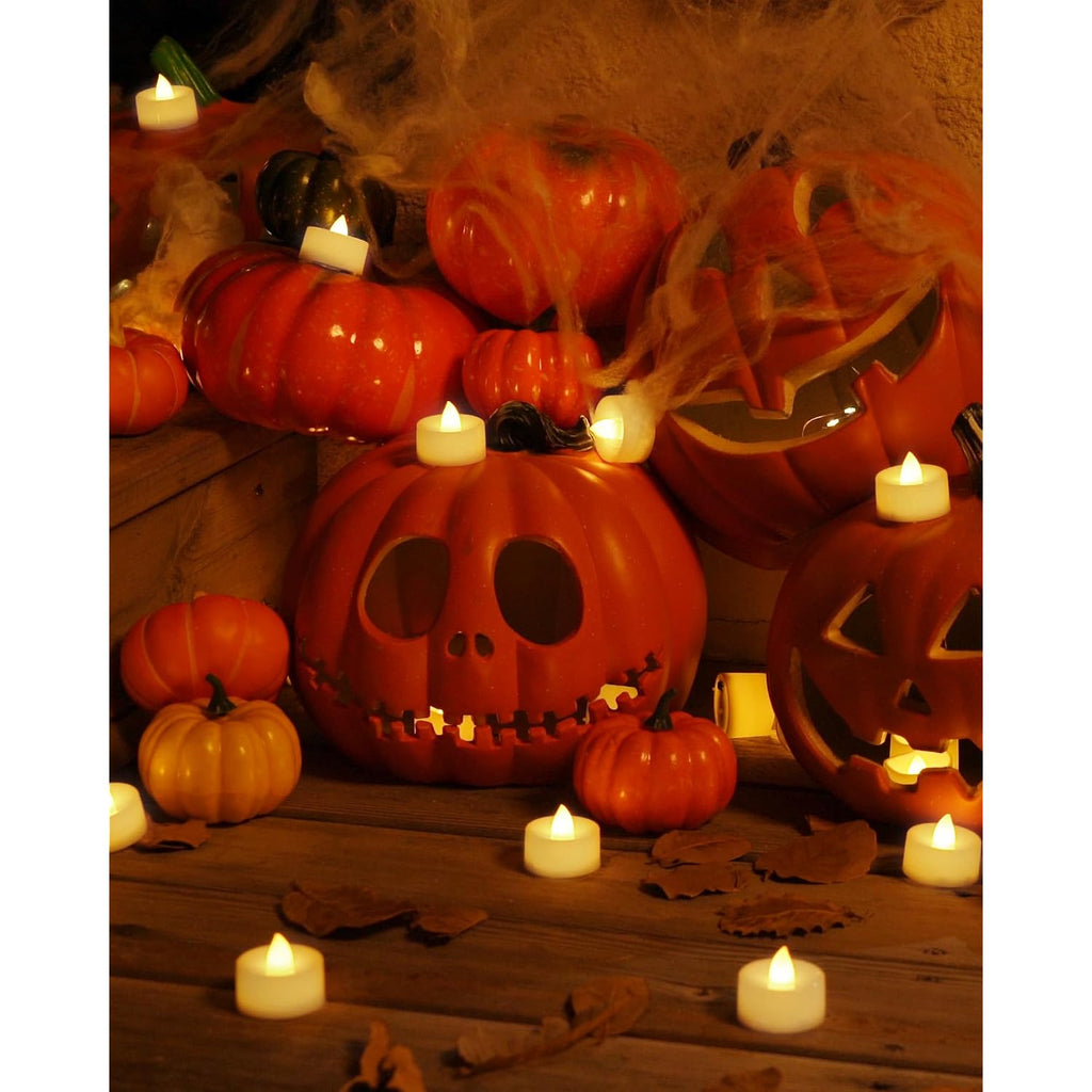 Homemory 24-Pack Flameless Led Tea Lights Candles Battery Operated, 200+Hour Fake Electric Candles Tealights For Votive, Halloween, Ofrenda, Diya, Wedding Centerpiece Table Decor, Funeral, Christmas