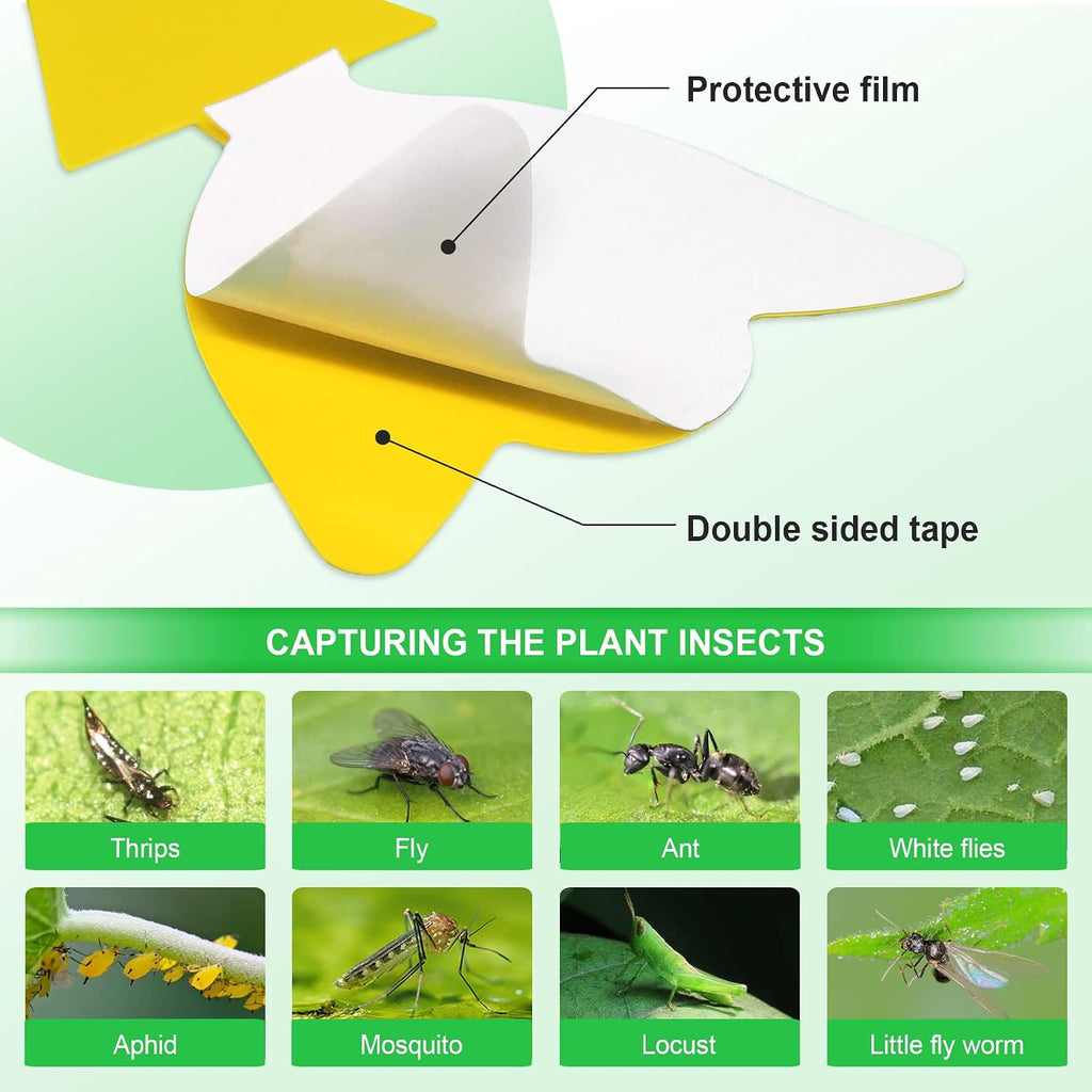 40 Pcs 5 Shapes Yellow Extremely Sticky Traps For Fungus Gnat, Fruit Fly, Fly, Whitefly, Flying Insect Catcher Traps For Houseplants, Kitchen, Indoor/Outdoor, Non-Toxic, Odorless, Pet And Kid Safe