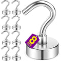 8 Pack Magnetic Hooks for Cruise Cabins, 25 LB Neodymium Magnets with Hooks, Heavy Duty Magnet Hooks for Hanging, Cruise Essentials 2026, Kitchen, Office, Towels, Curtains, Fridge (Silver)