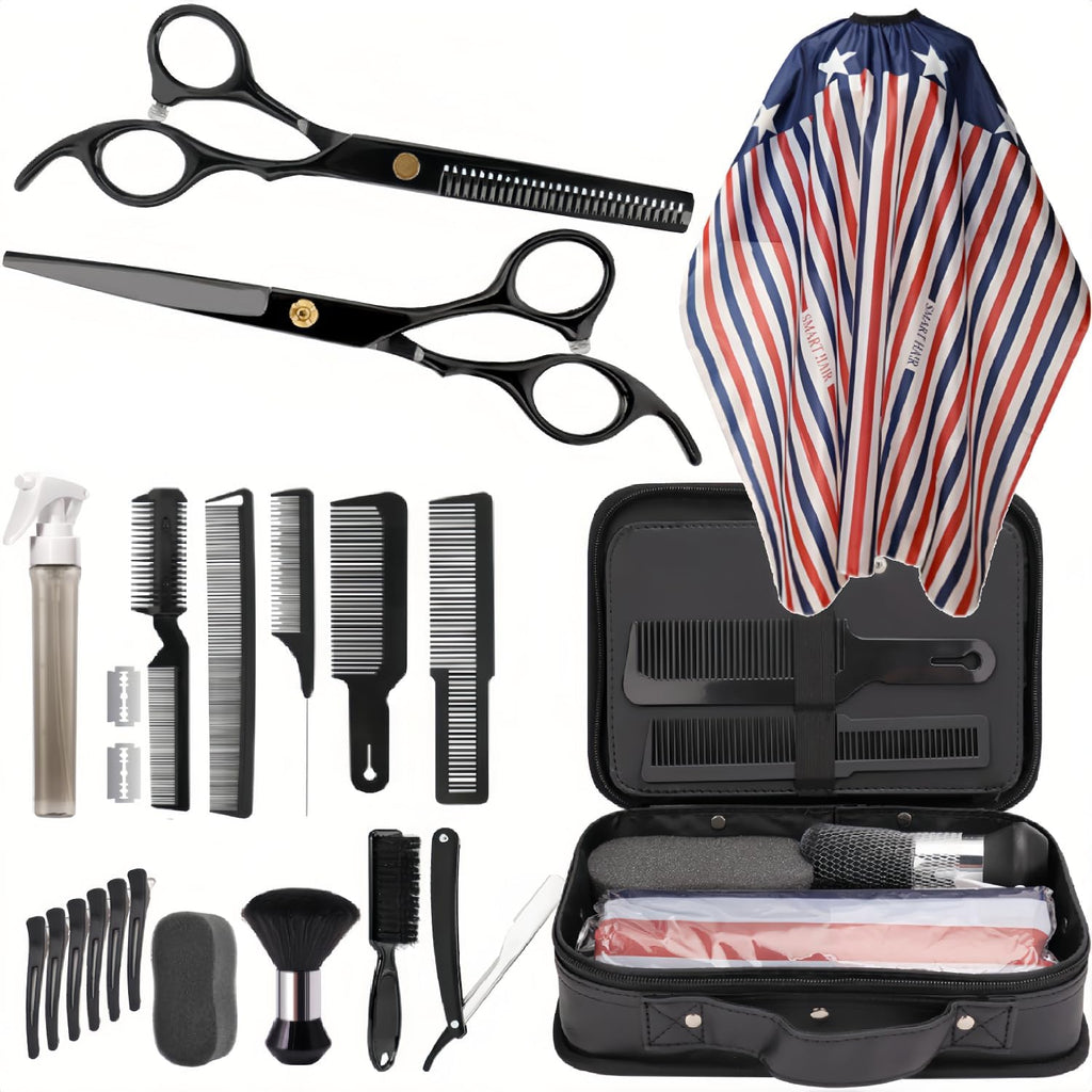 Hair Cutting Kit, 22 Pcs Professional Barber/Hair Salon Tool Set, Barber Bag Includes Hairdressing Scissors Shears, Barber Cape, Combs... Complete Hair Cutting Kit For Barber, Salon, Home Use