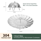 Steamer Basket For Cooking 304 Stainless Steel Entirely Thickened,Collapsible Steamer Insert For Pots, Fits Instant Pot/Skillets (5.5'' To 9.5'')