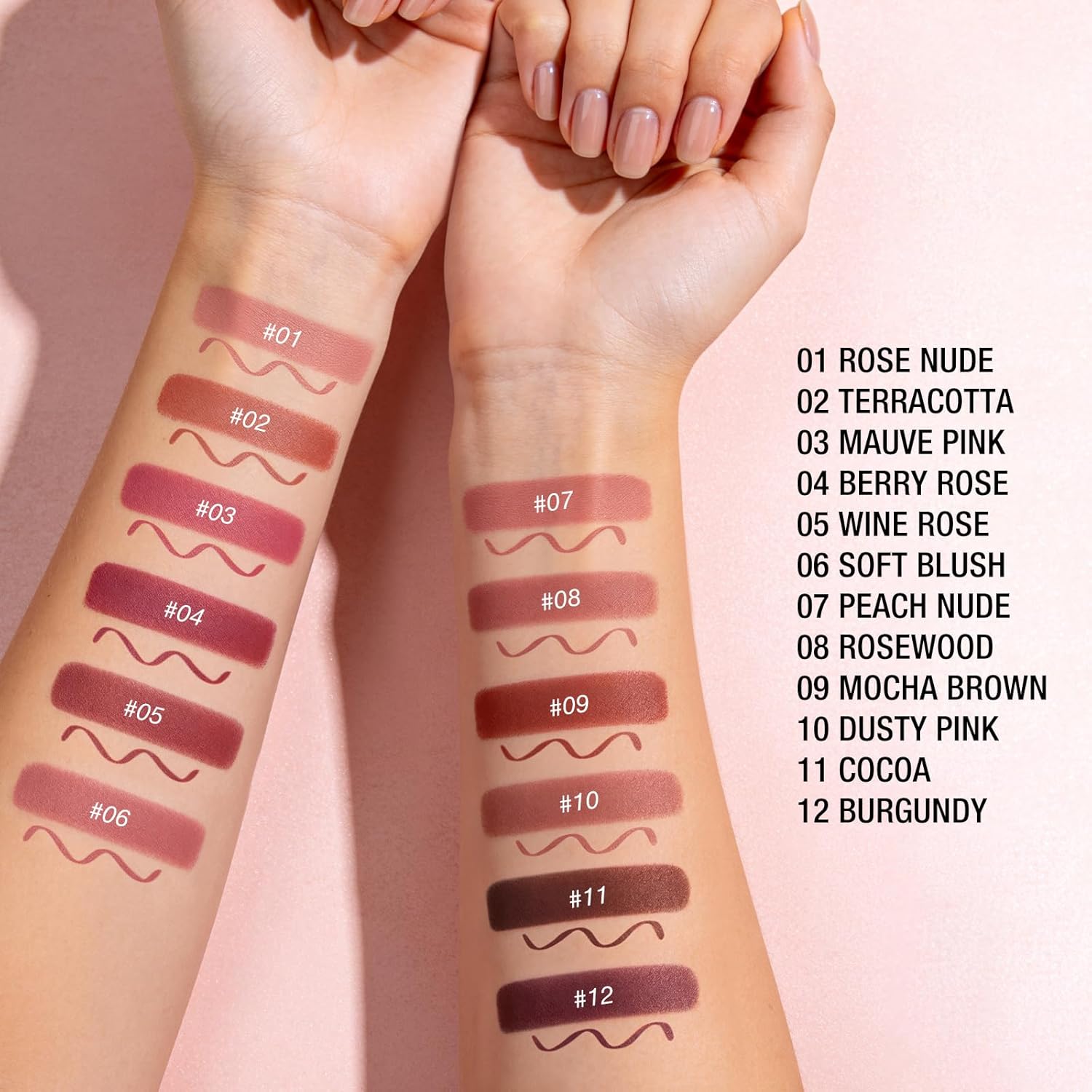LANGMANNI 2-in-1 Lipstick & Lip Liner Set,6 Colors Gift Set|Angled Lipstick+Matching Lipliner Pencil|Velvet Matte Finish,Long-Lasting & Smudge-Resistant|All-in-One Lip Makeup Kit for Women(#A)