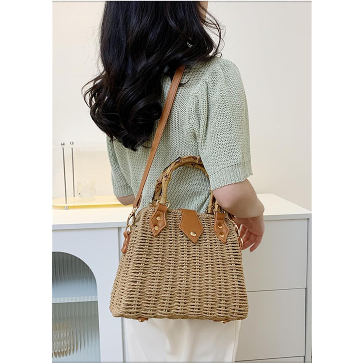 Cross Body Handbags for Women Straw Woven Beach Bag 2026 Summer Handmade Purses Wicker Rattan Bag Holiday