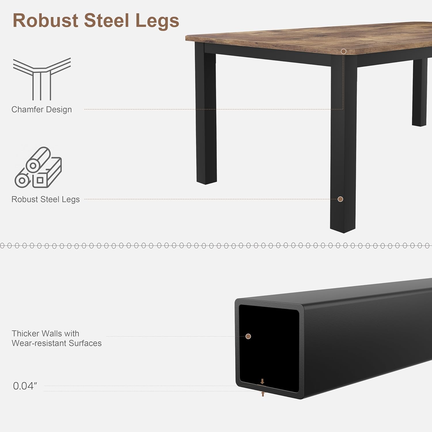Garvee 78.7 Inch Industrial Dining Table For 8-10 People, Large Dinner Kitchen Tables With Sturdy Metal Frame, Multi-Use For Dining Room Living Room Indoor Restaurant Office Desk (Only Table)