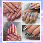 Chrome Nail Powder 6 Boxes Metallic Mirror Effect Nail Art Powder, Holographic Pigment Glitter Dust for Gel Polish Manicure Decoration with 6 Eyeshadow Sticks