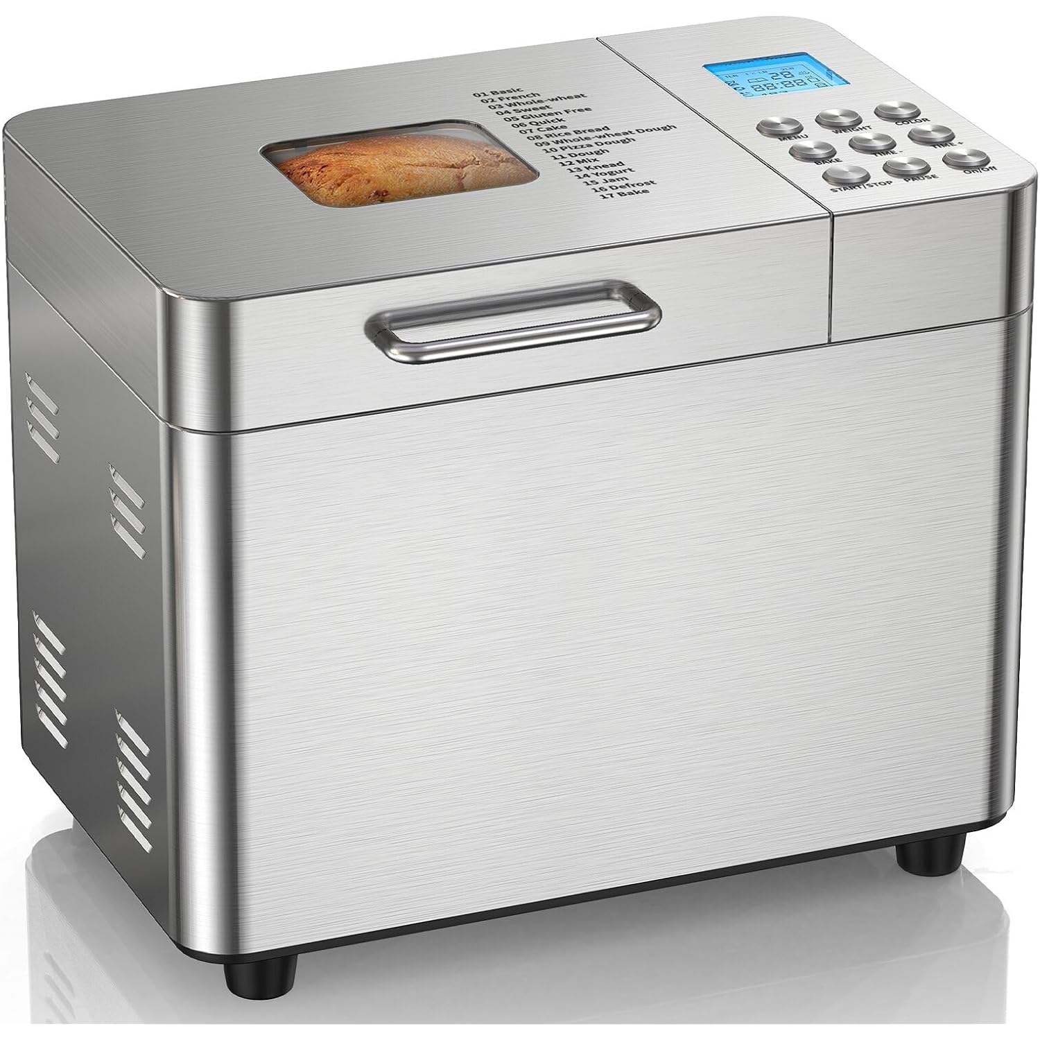 2LB Bread Maker Machine, OSIPOTO 17 in 1 Automatic Stainless Steel Bread Machine, Non-stick, Beginner-Friendly Controls, 15 Hour Timer, Easy to Clean Low Noise, High Success Rate for Homemade Bread