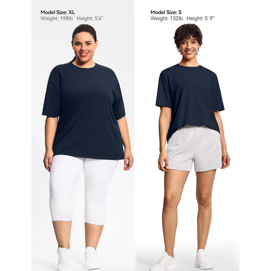The Gym People Women'S Casual Oversized T-Shirts Summer Crewneck Short Sleeve Workout Basic Tee Tops