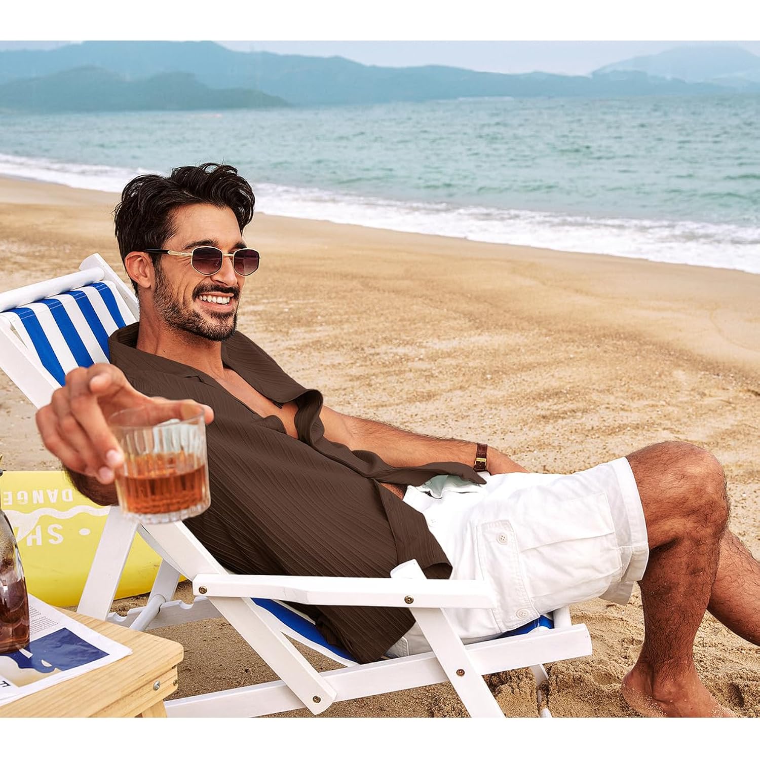 Pj Paul Jones Men'S Casual Button Down Shirts - Short Sleeve Summer Textured Beach Wrinkle-Free Shirts