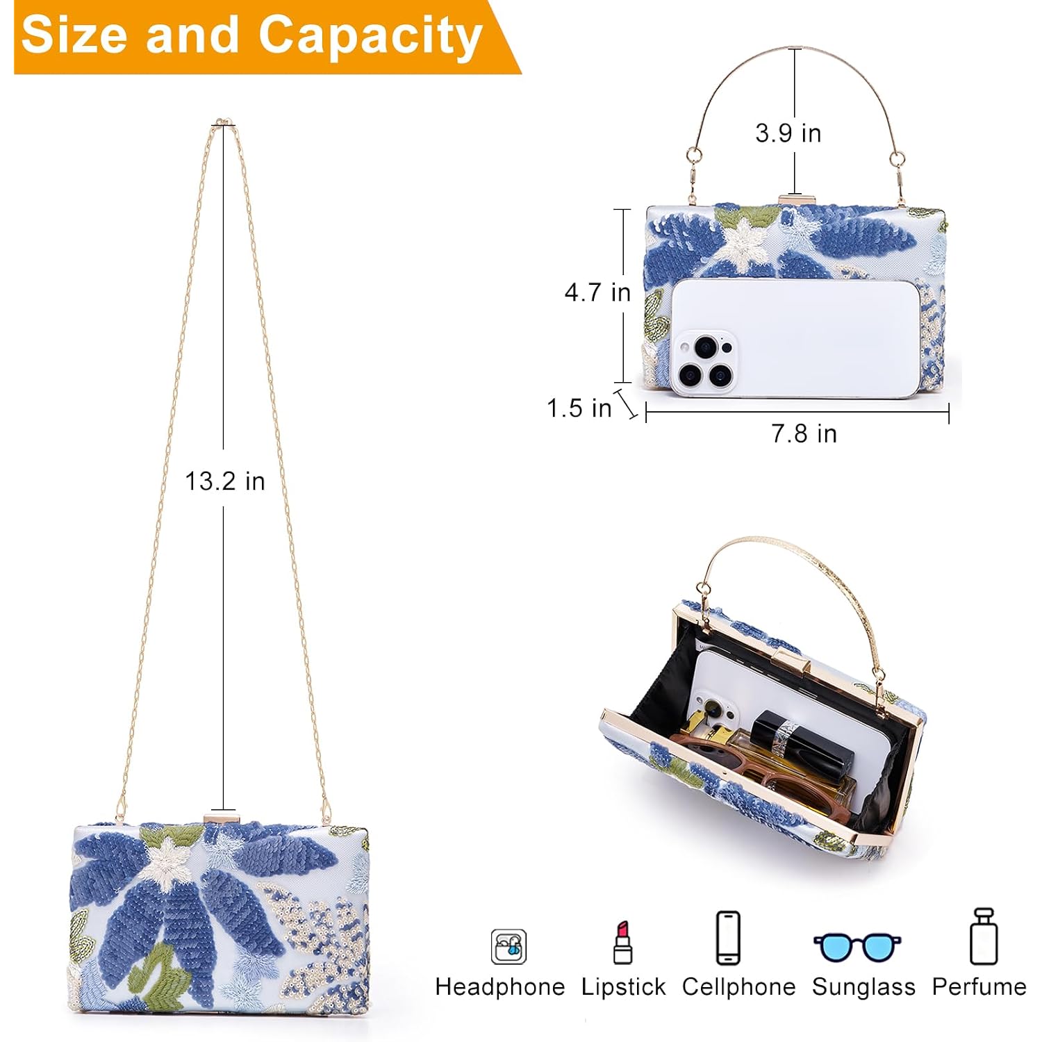 Kseymeir Women Clutch Handbag Evening Shoulder Purse Envelope Evening Bag