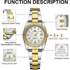 LN LNQIN Womens Watch Analog Quartz Watches for Women Waterproof Ladies Watches Easy Read Women's Wrist Watch with Stainless Steel Band