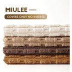 Miulee Pack Of 4 Neutral Corduroy Decorative Throw Pillow Covers 18X18 Inch For Sofa Living Room Couch Bed Rustic Farmhouse Boho Soft Striped Pillow Covers Home Decor Brown