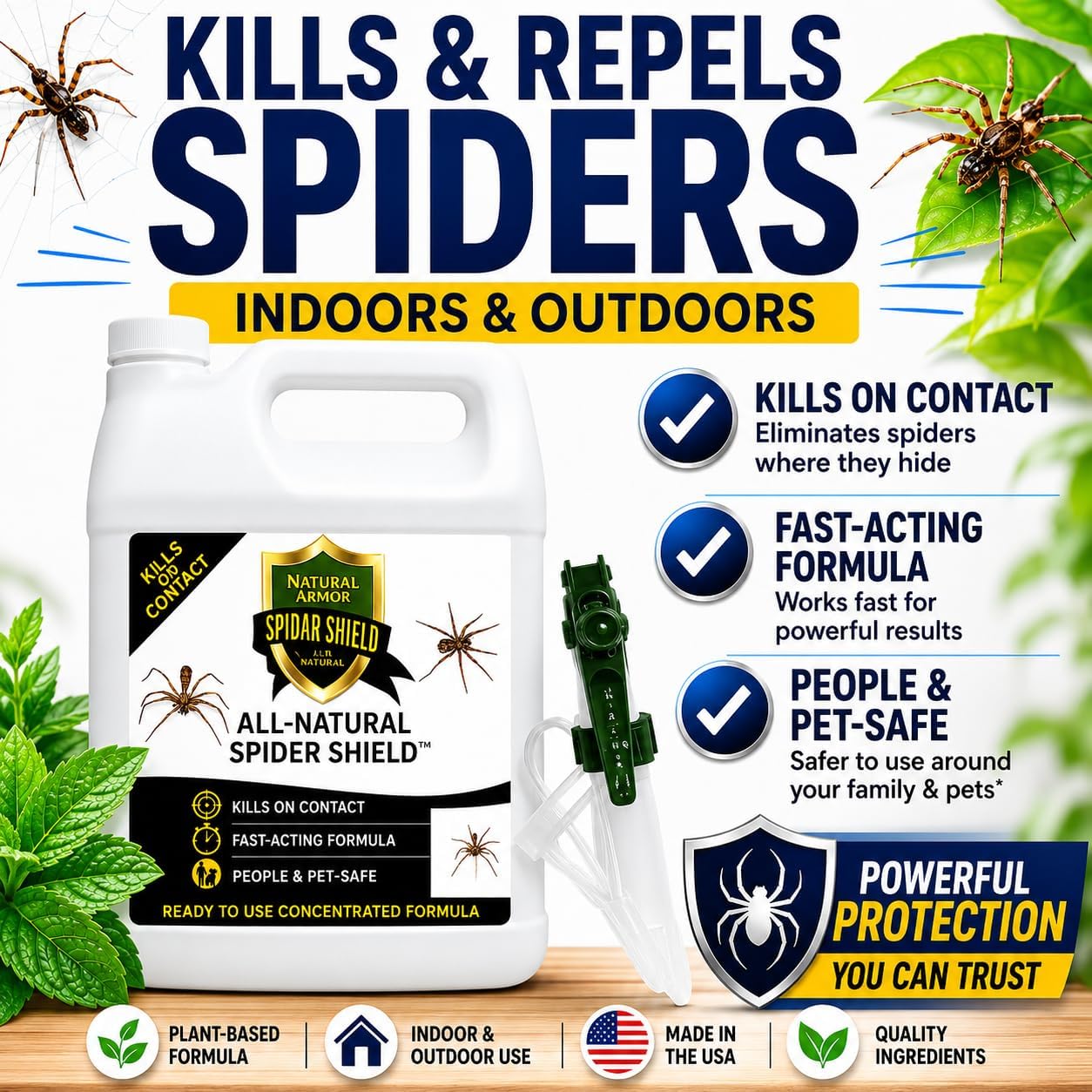 Spider Killer & Repellent Spray - Powerful Peppermint Formulation Kills & Repels All Types Of Spiders And Works Better Than Ultrasonic Gimmicks - 128 Fl Oz Gallon Ready To Use