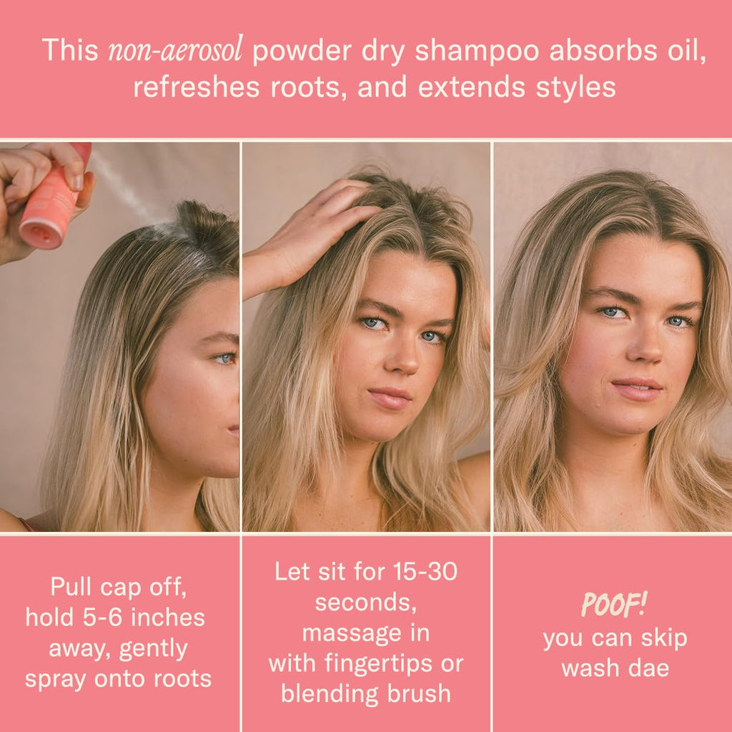 Dae Fairy Duster Dry Shampoo Powder - Non-Aerosol Natural Ingredients, Absorbs Oil & Refreshes Roots