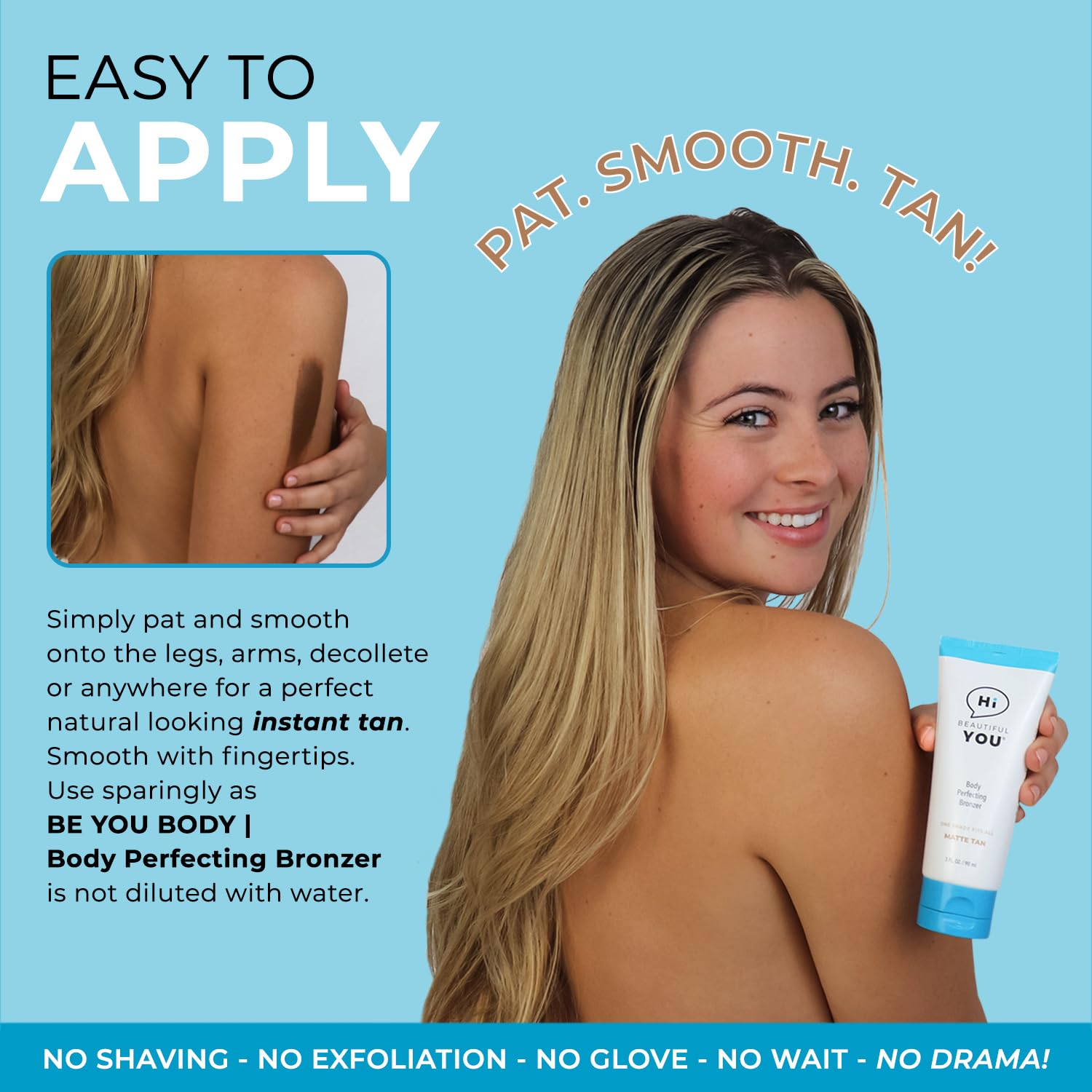 BE YOU BODY | Body Leg Perfecting Bronzer | Instant Healthy Waterproof Wash Off Radiant, Sun Free Natural Looking Transfer & Sweat Resistant Glowing Tan | No Orange Skin, No Stink, No Streak.