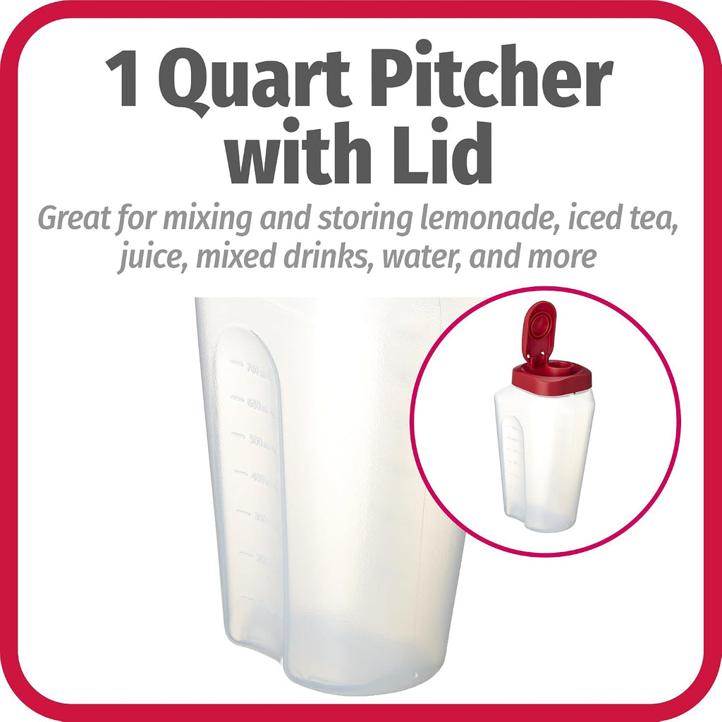 Goodcook 1 Quart Bottle With Snap Lock Easy-Pour Lid, Bpa Free, Clear