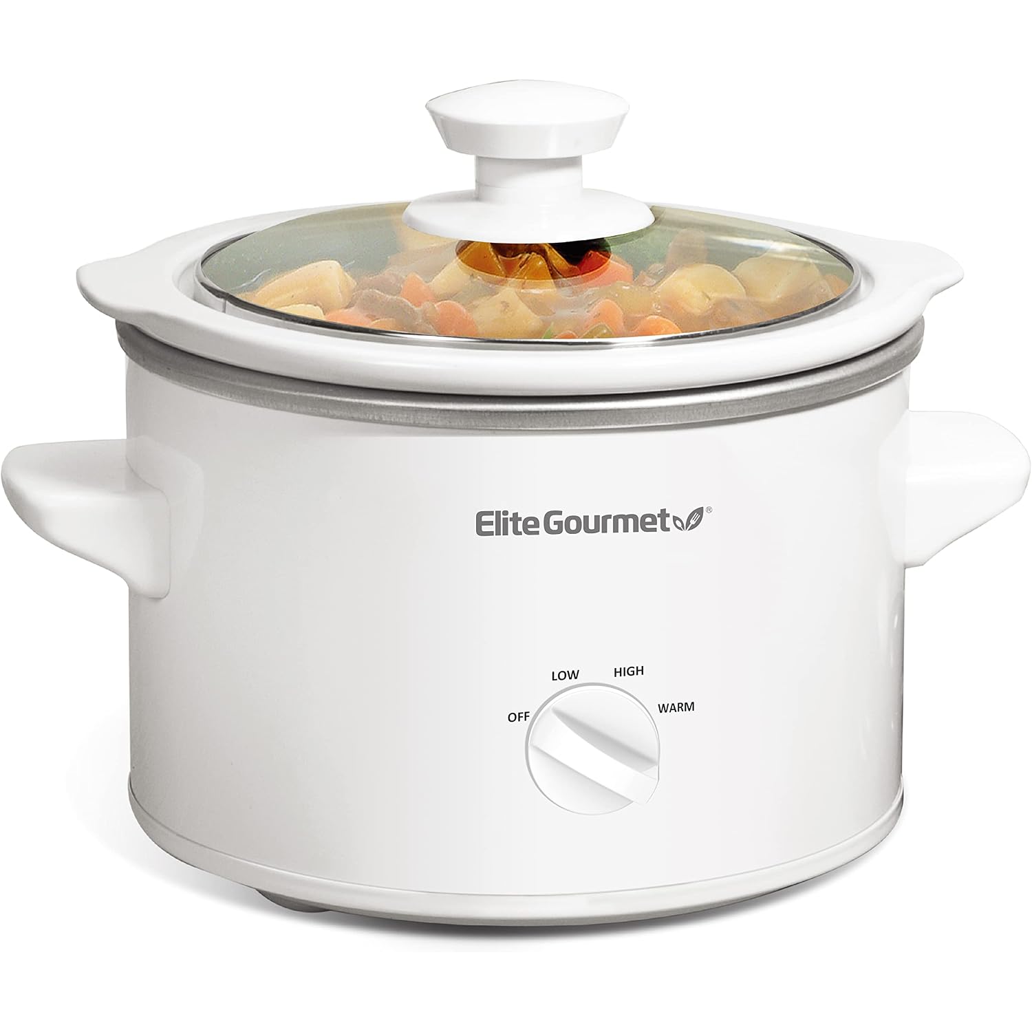 Elite Gourmet Mst-250Xw Electric Slow Cooker Ceramic Pot Adjustable Temp, Entrees, Sauces, Stews & Dips, Dishwasher Safe Glass Lid & Crock