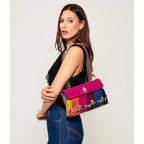 KURT GEIGER LONDON Kensington Leather Fringe Shoulder Bag | Double chain strap, Magnetic closure, Bead accent