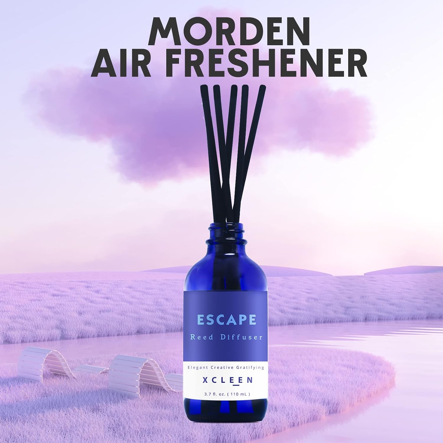 Xcleen Reed Diffusers Set, 3.7 Oz Scent Diffuser, 6 Reed Diffuser Sticks, Home Fragrance Hyacinth, Peony & Citrus, Aromatherapy Oil Diffuser Reeds, More Masculine Scent, Bathroom & Office Decor 110Ml
