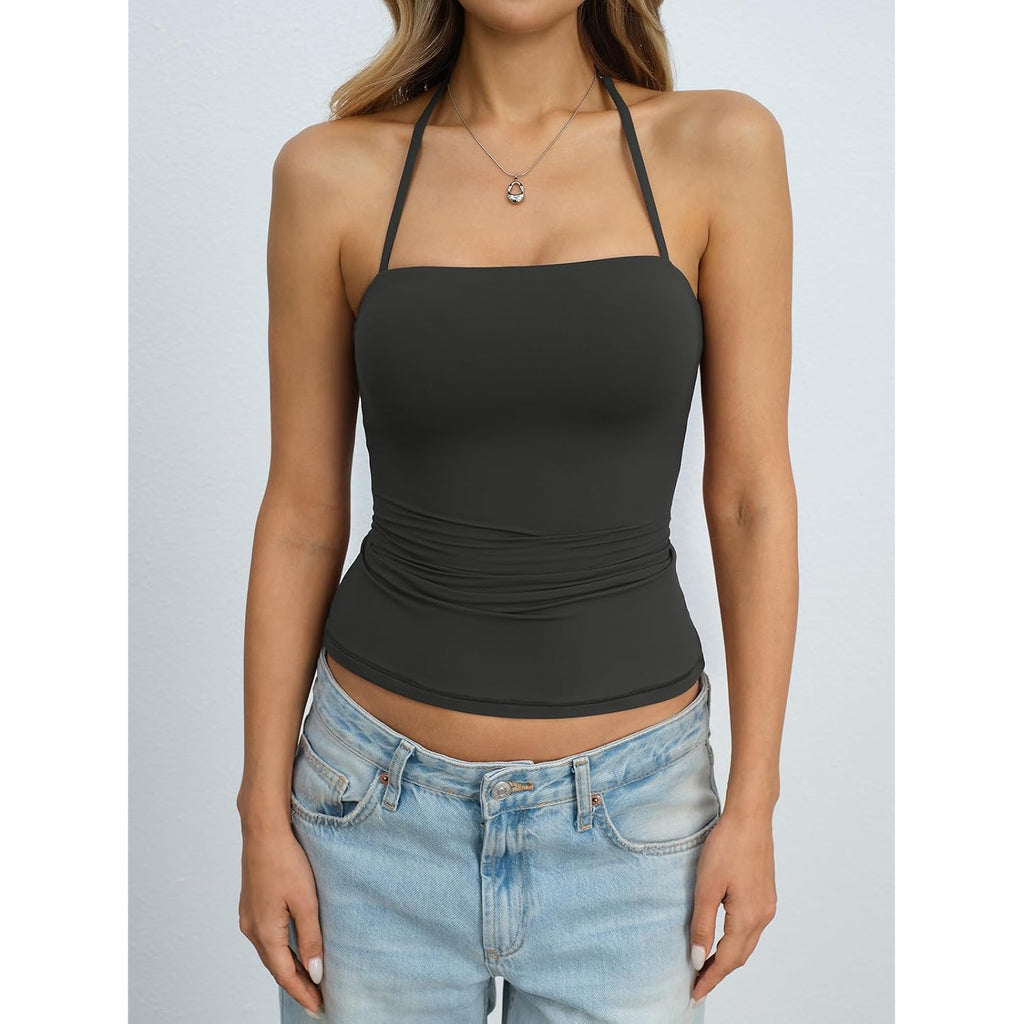 Easygala Womens Padded Halter Tank Top Double Lined Backless Tops Y2K Going Out Slim Fit Shirts Sexy Summer Outfits 2026