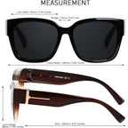 Polarized Sunglasses Fit Over Glasses for Women Men Oversized Square Shades UV400 Protection (3pack) Black + Pattern + Brown Grading